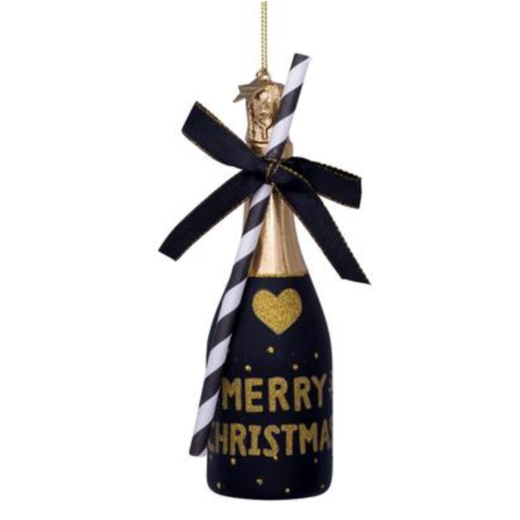 Black Champagne Bottle Ornament