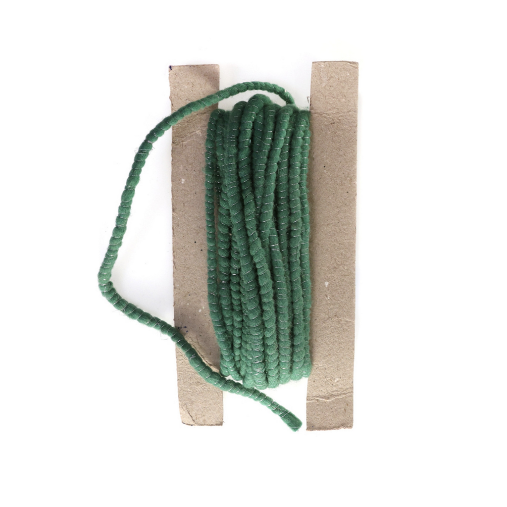 Green Tinsel & Wool Trim