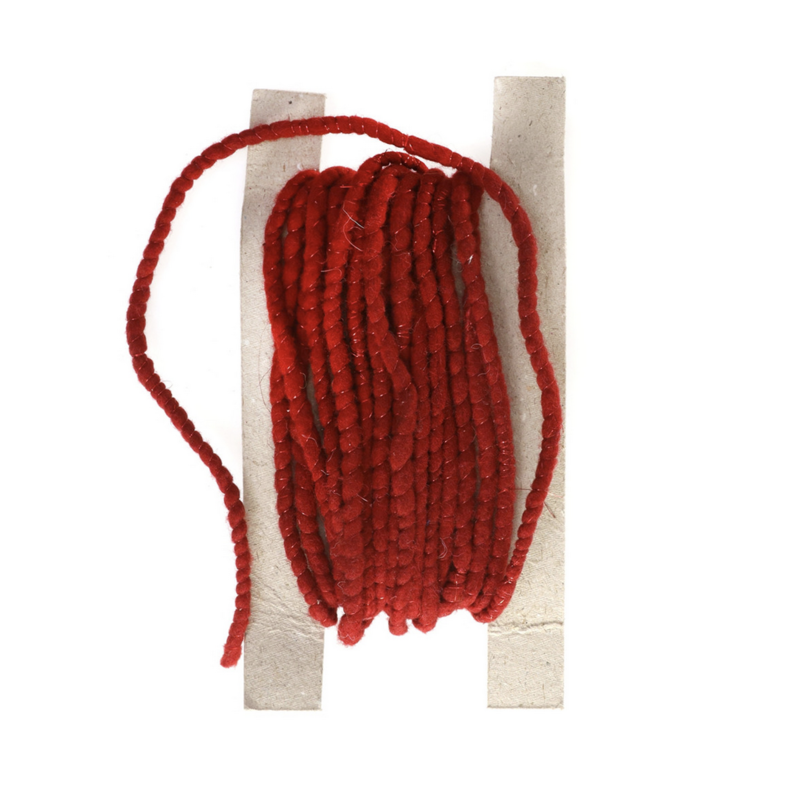 Red Tinsel & Wool Trim