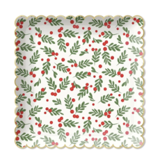 Holly Stripes Scalloped Plates