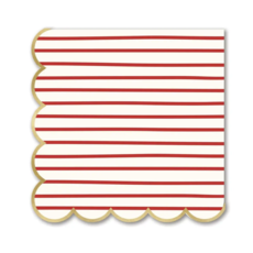 Holiday Stripes Scalloped Cocktail Napkins