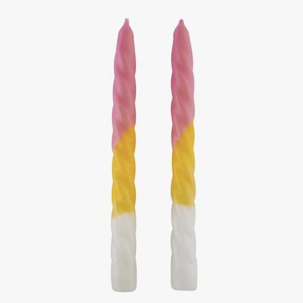 Taper Candle - Yellow/Pink