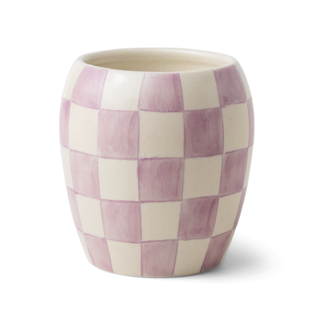 Lavender Mimosa Checkered Porcelain Vessel