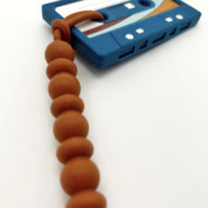 Blue Retro Cassette Tape Silicone Teether