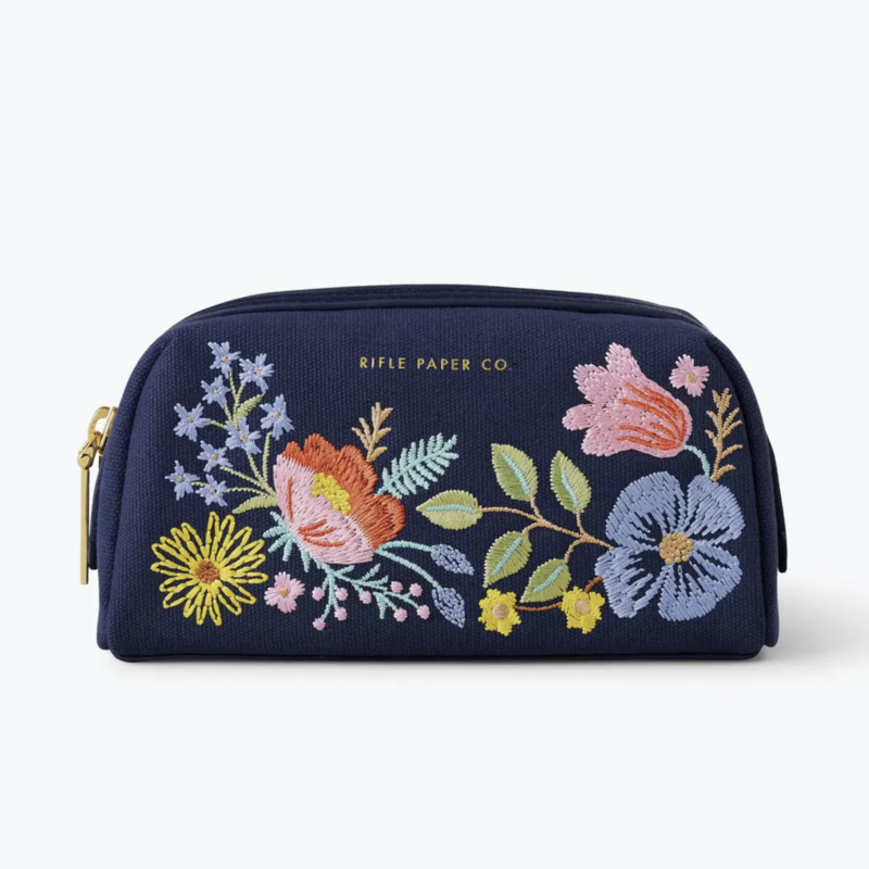 Bramble Embroidered Small Cosmetic Pouch