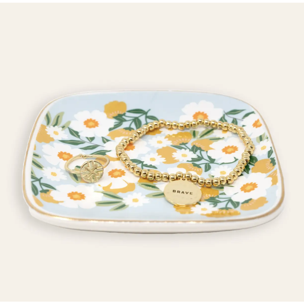 Blue Flower Talk Trinket Tray - Rock Paper Scissors