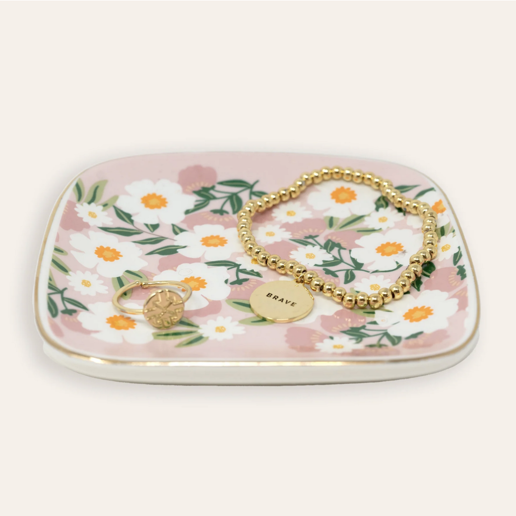 Pink Flower Talk Trinket Tray