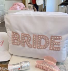 Bride XL White & Pink Pearls Bag