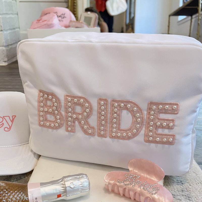 Bride XL White & Pink Pearls Bag
