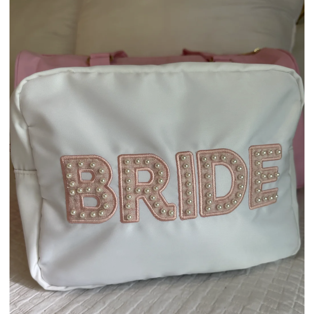 Bride XL White & Pink Pearls Bag