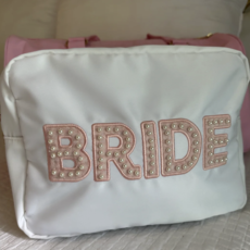 Bride XL White & Pink Pearls Bag
