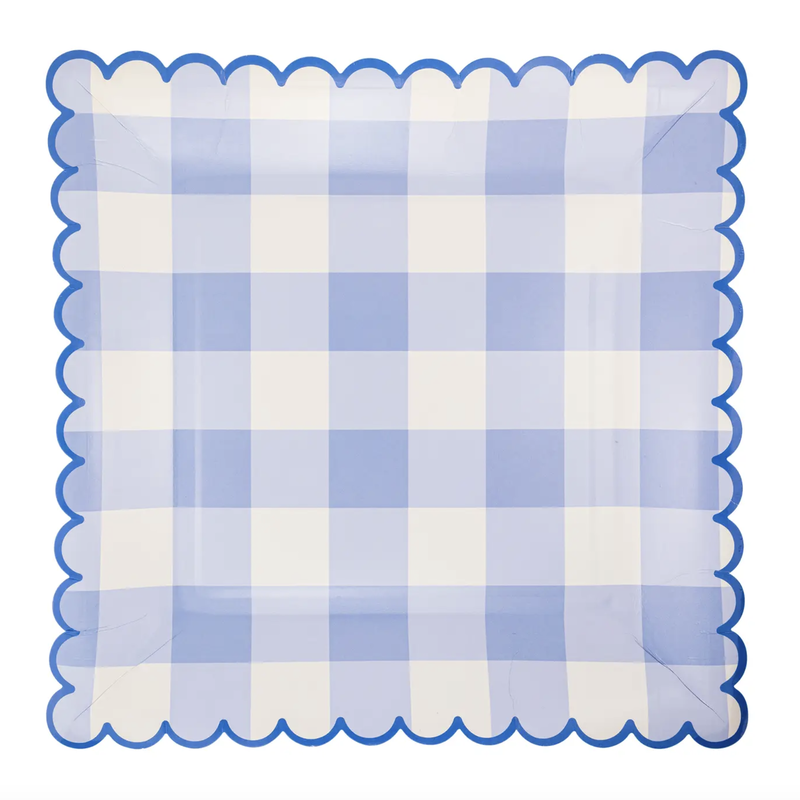 Blue Gingham Paper Plate