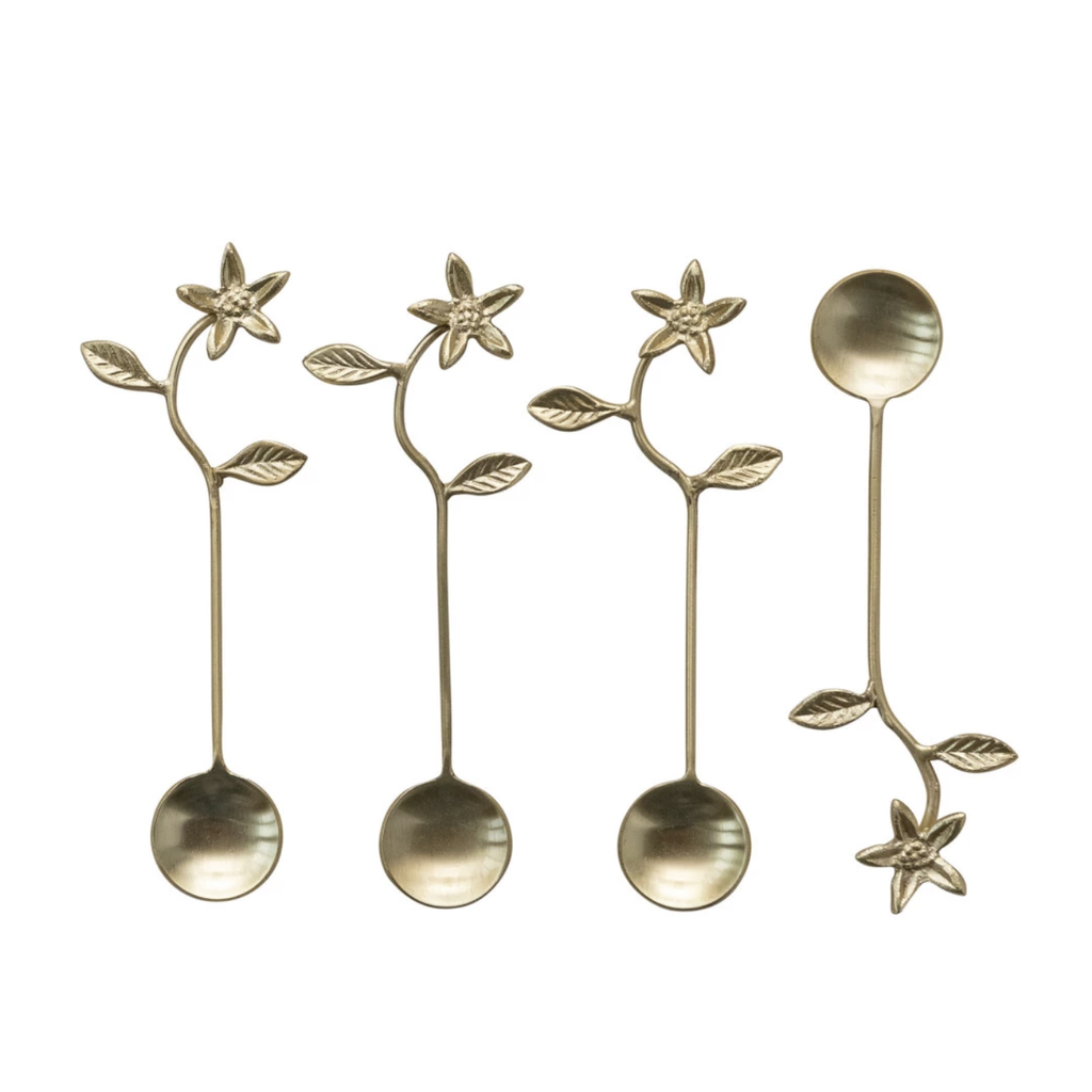 Flower Stainless Steel & Brass Spoons