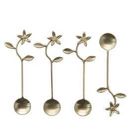 Flower Stainless Steel & Brass Spoons