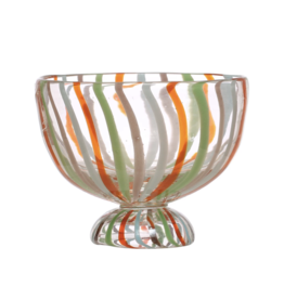 Colorful Striped Glass Footed Bowl