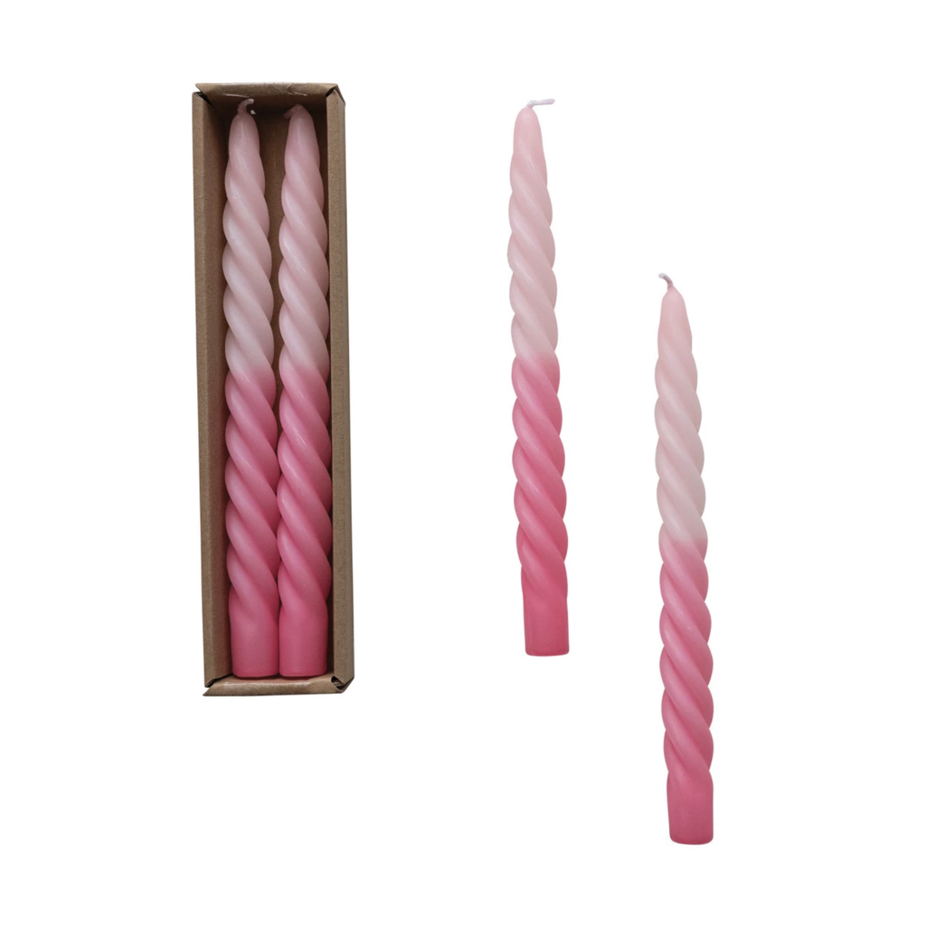 Uncented Twisted Taper Candles Pink Ombre