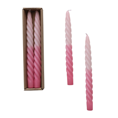 Uncented Twisted Taper Candles Pink Ombre