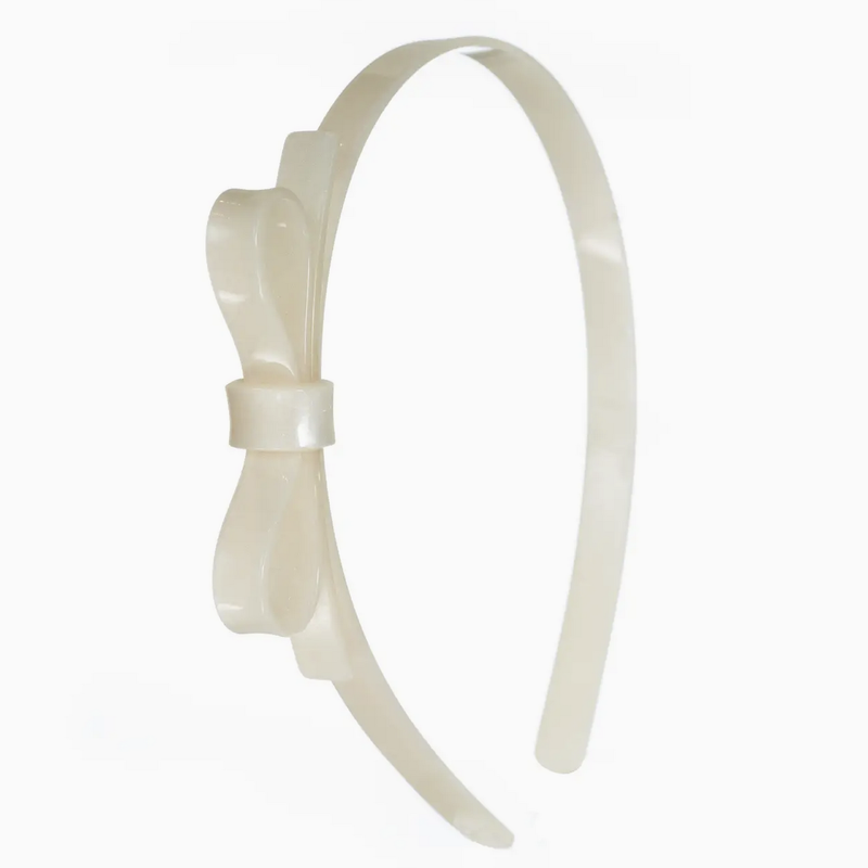 Thin Bow Pearl White Headband