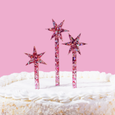 Pink Stars Confetti Cake Topper