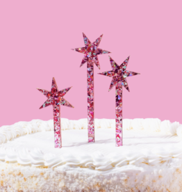 Pink Stars Confetti Cake Topper
