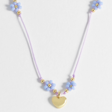 Heart & Blue Flower Necklace