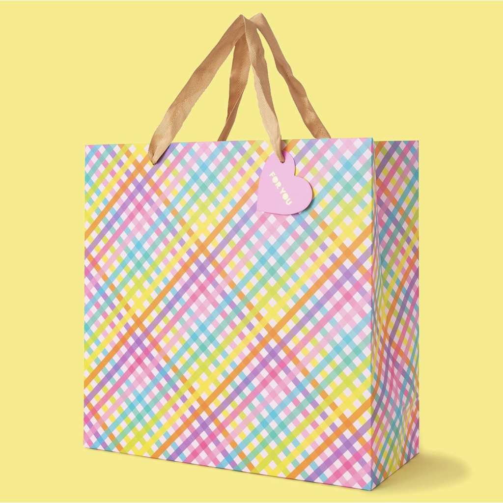 Large Colorful Gingham Gift Bag