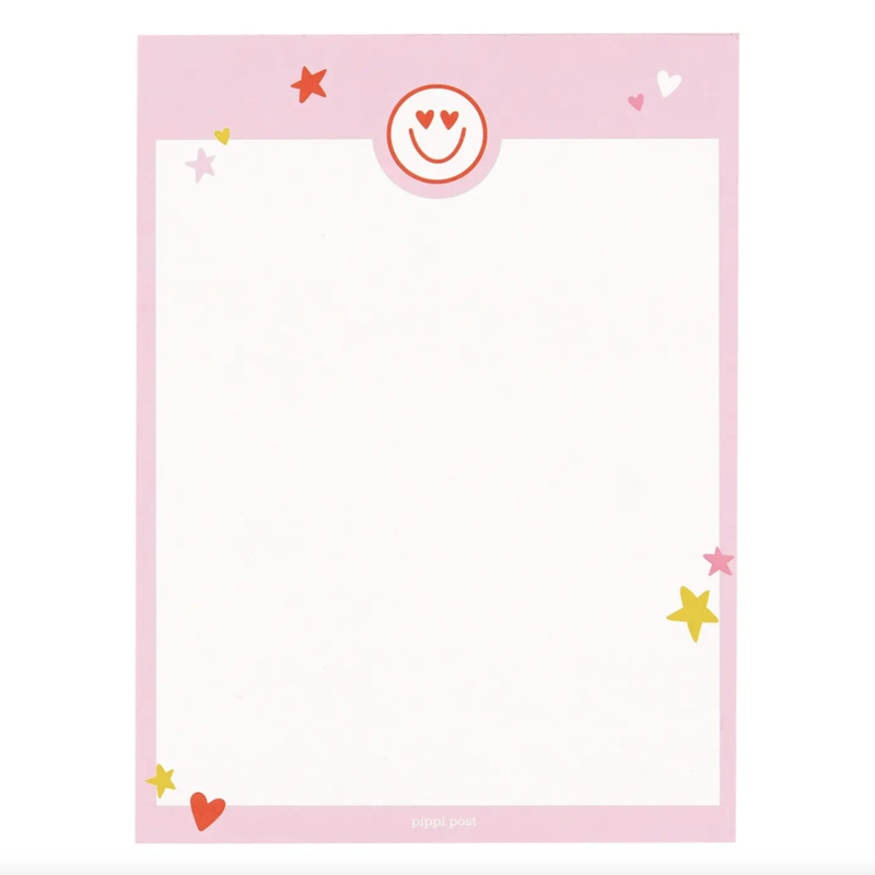 Pink Border Heart Eyes Smiley Notepad