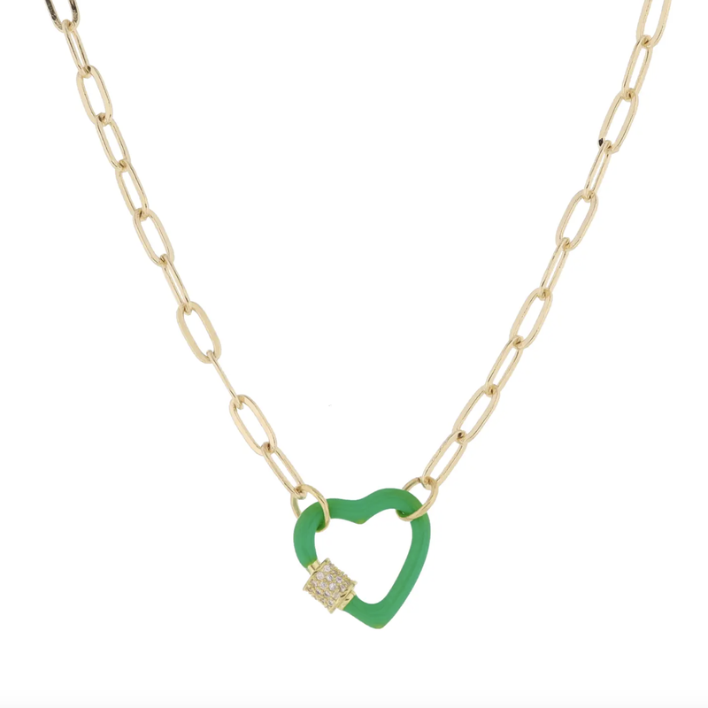Green Enamel Heart Necklace