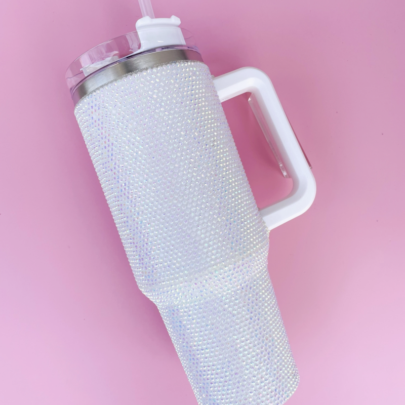 White Rhinestone 40oz Tumbler