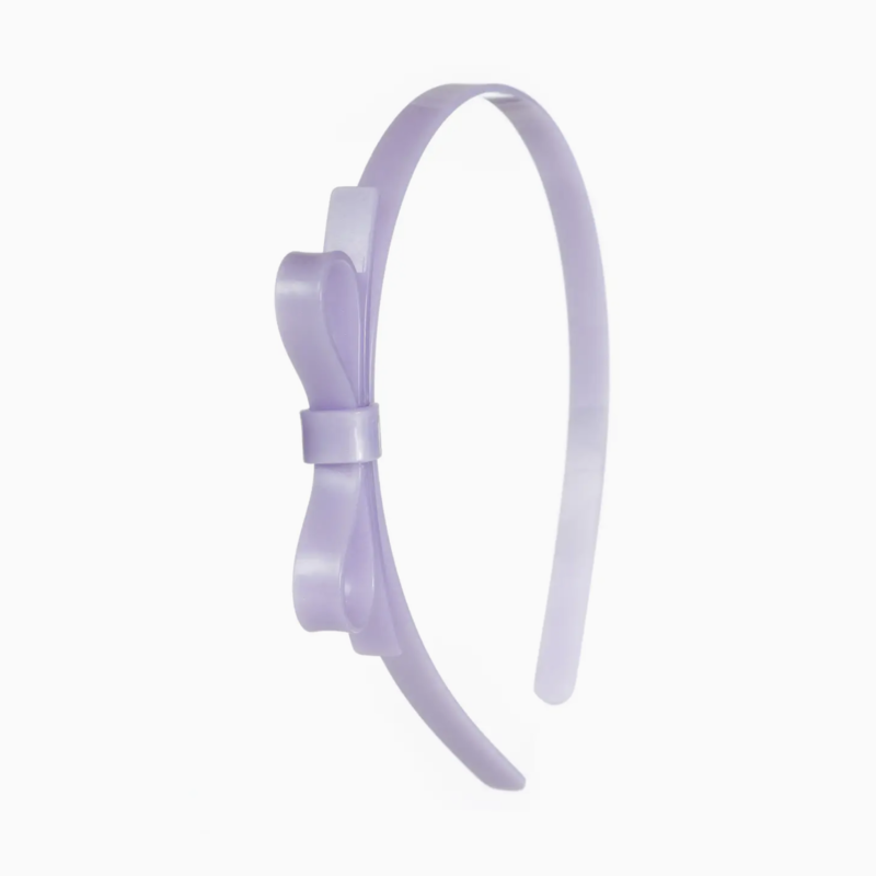 Thin Bow Purple Satin Headband