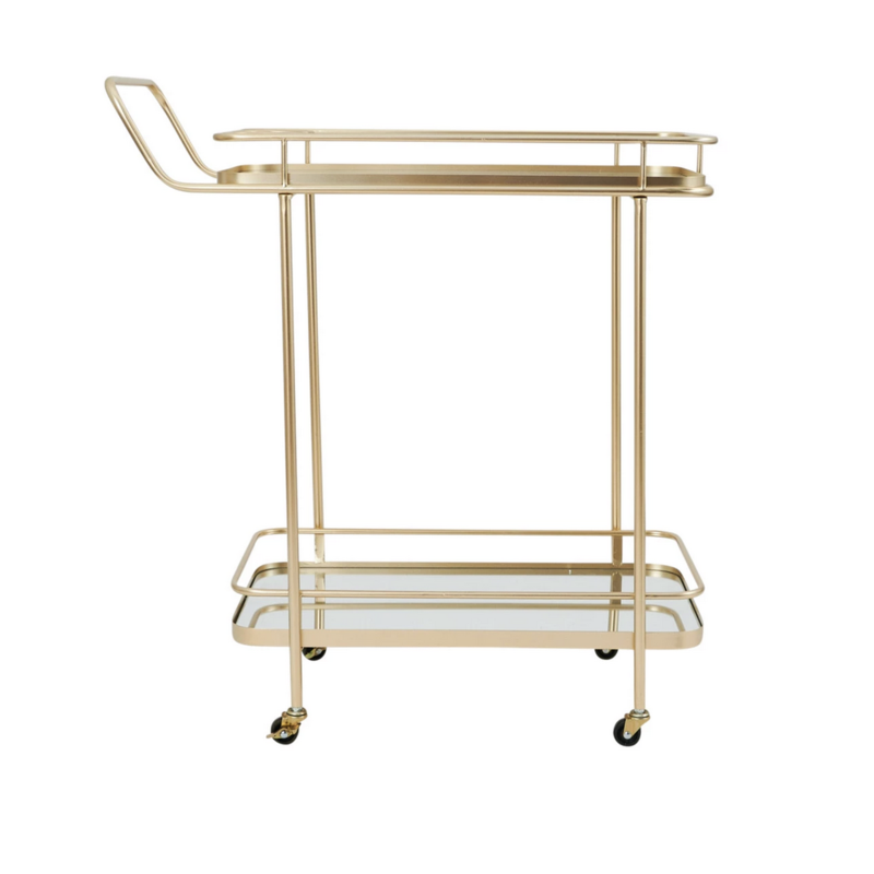 Gold 2-Tier Mirrored Bar Cart