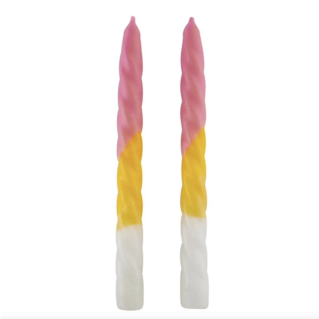 Taper Candle - Yellow/Pink