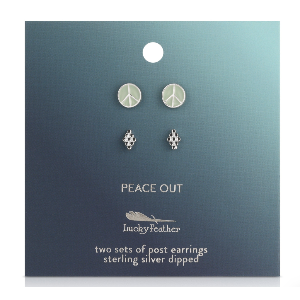 Peace Out Silver Earring Set