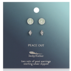 Peace Out Silver Earring Set
