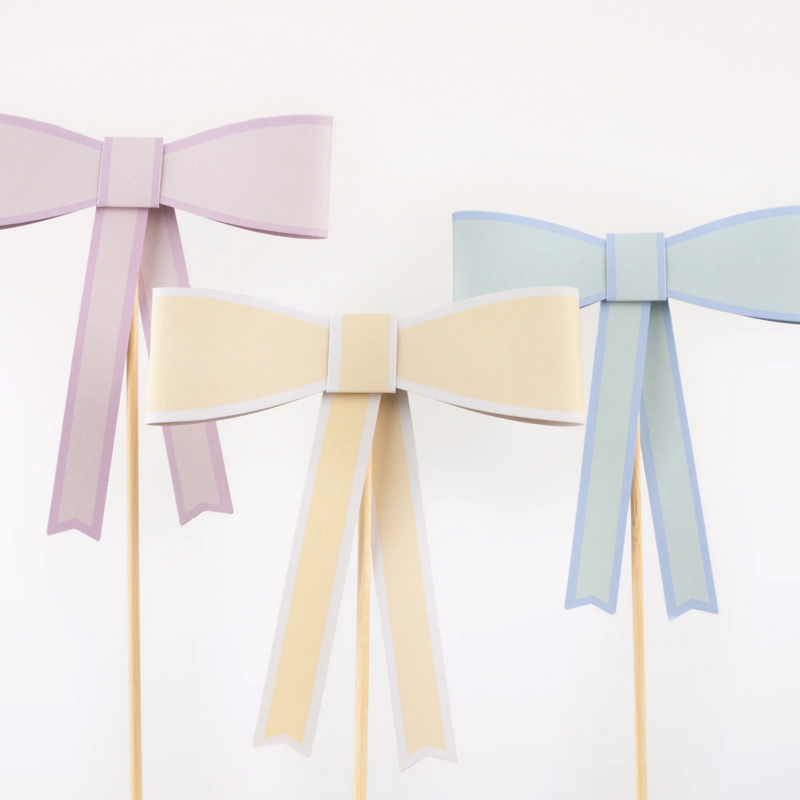 Pastel Bow Cake Toppers