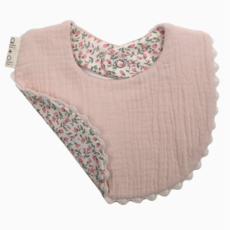 Muslin Cotton Baby Bib Double Sided Pink/Flowers