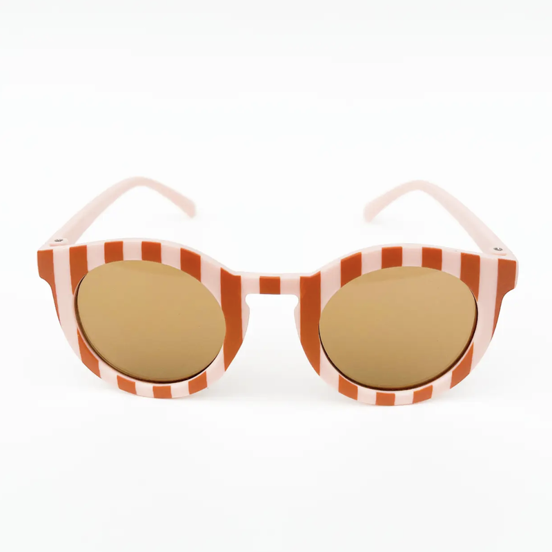 Retro Blush & Tan Stripe Kids Sunglasses