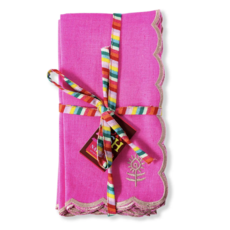 Hot Pink & Khaki Linen Napkins