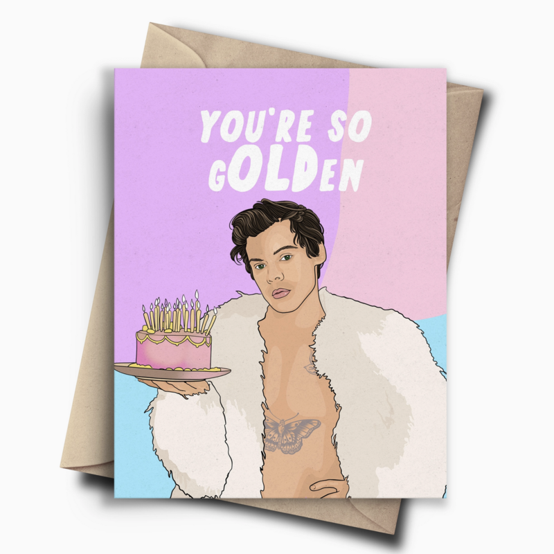 Golden Harry Styles Birthday Card