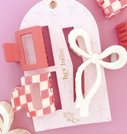 Pink Cream Hair Clip Set