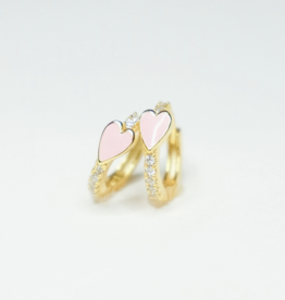 Bubblegum Pink Heart Pave Huggie Earrings