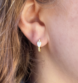 White Heart Huggie Earrings