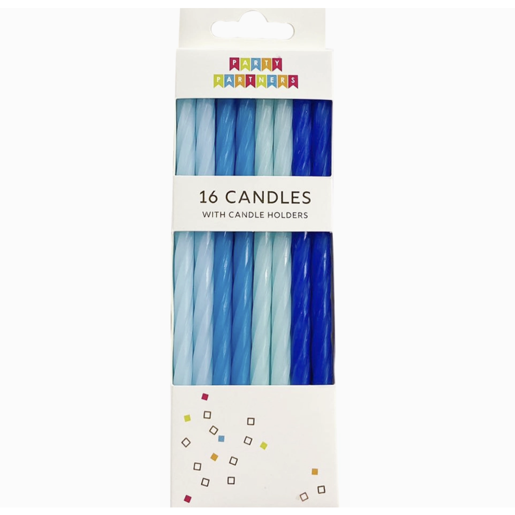 Blue Spiral 16 Candle Set