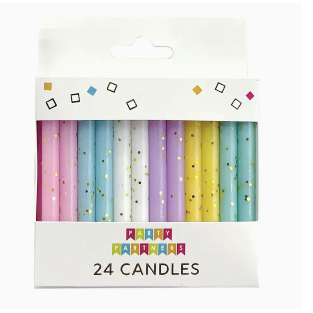 Pastel Gold Glitter 24 Candles Set