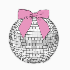 Pink Bow Disco Ball Sticker