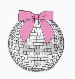 Pink Bow Disco Ball Sticker