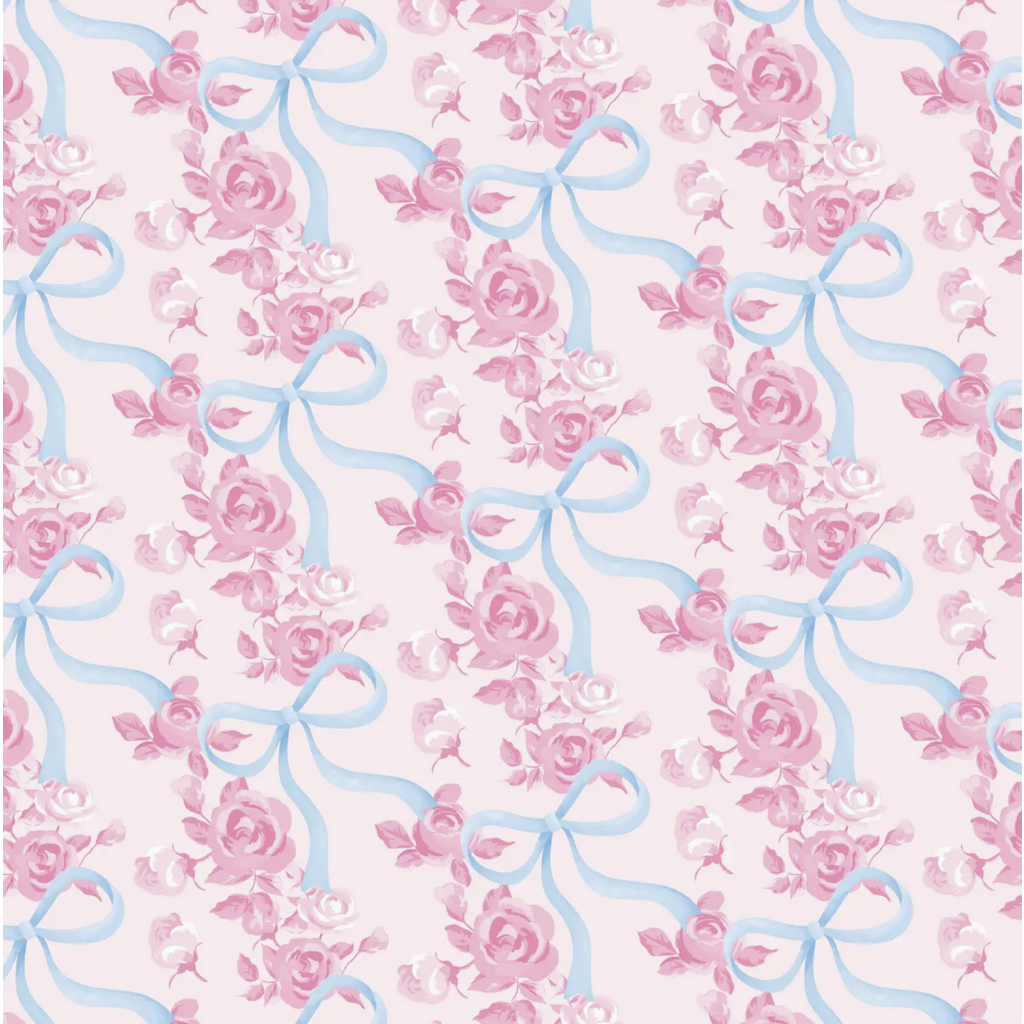Roll of Floral Bow Wrapping Paper - 3 Sheets