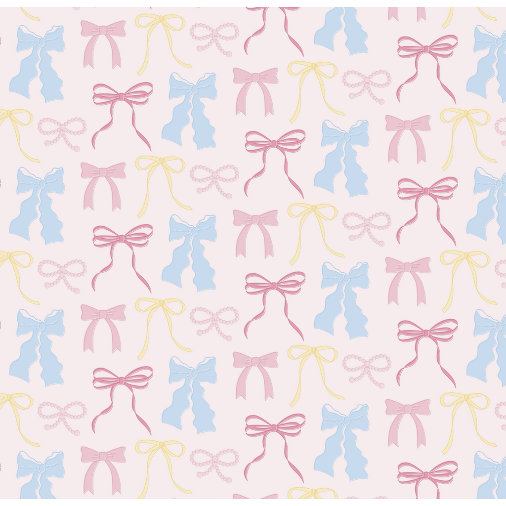 Roll of Pastel Bow Wrapping Paper - 3 Sheets