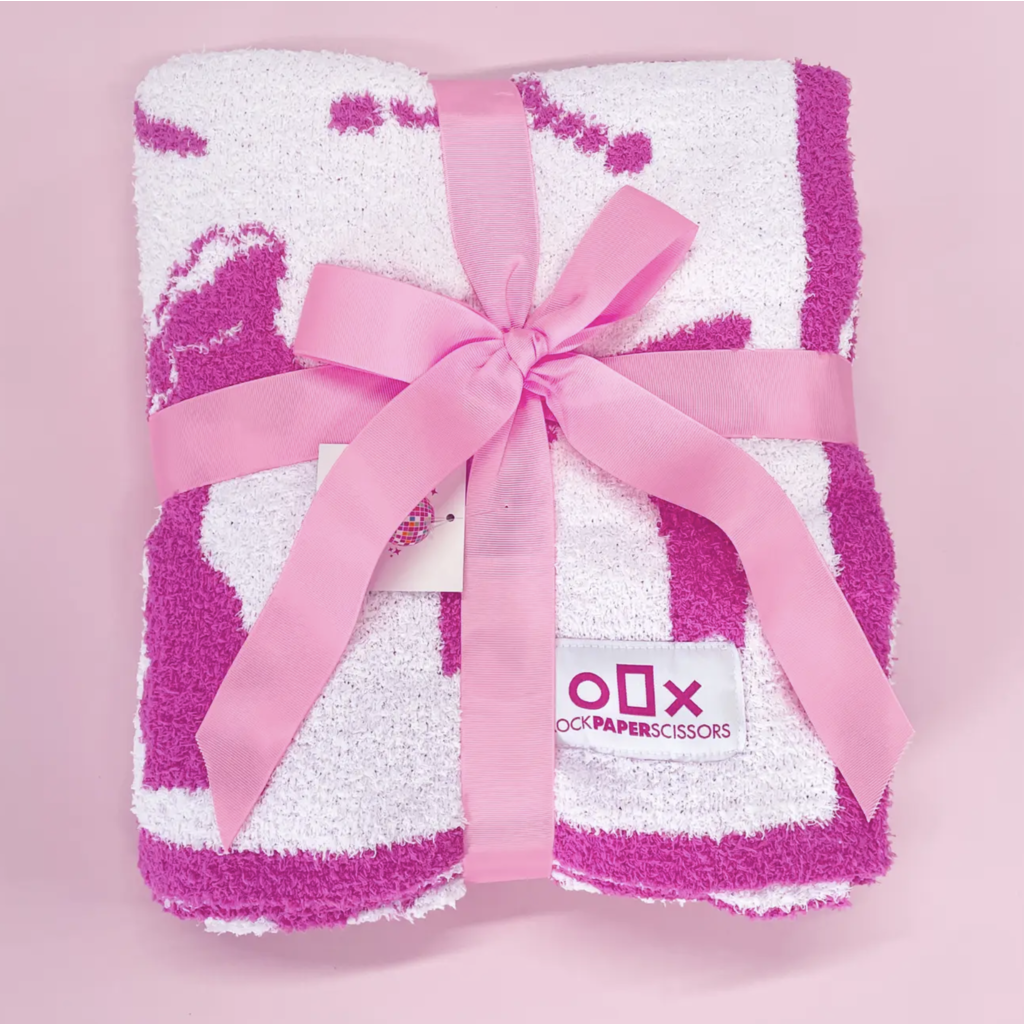 Cozy Pink Bow Luxury Throw Blanket