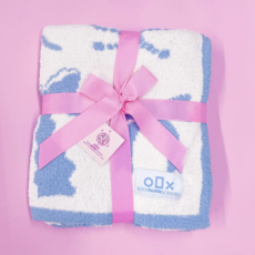 Cozy Blue Bow Luxury Throw Blanket